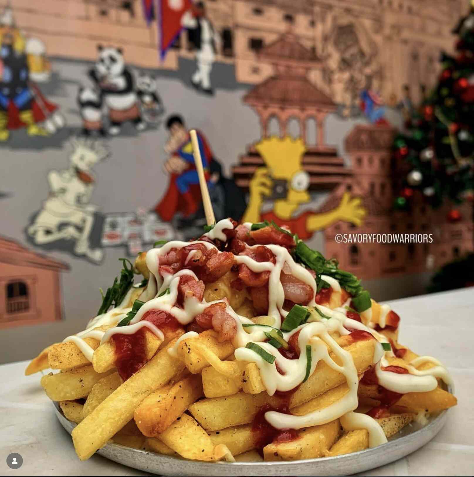 Bacon Loaded Fries with Ketchup & Mayo